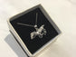 925 Sterling Silver Horse Pendant with CZ Stones, Includes 18” Silver Chain