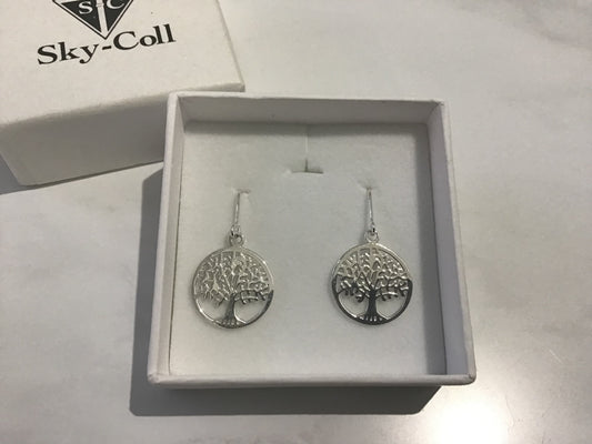 Sterling Silver 925 Tree Of Life Drop Earrings