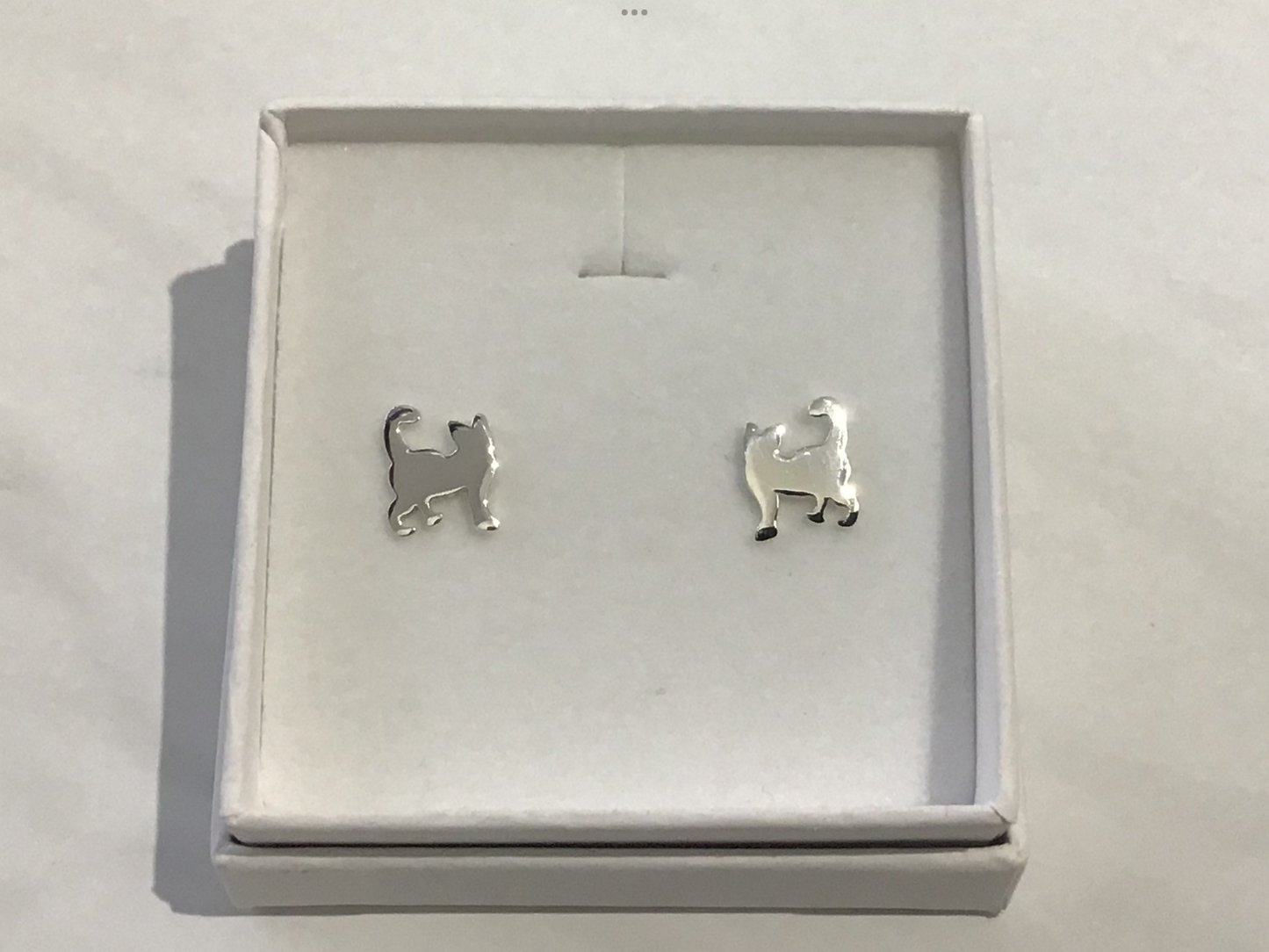 925 Sterling Silver Cat Stud Earrings