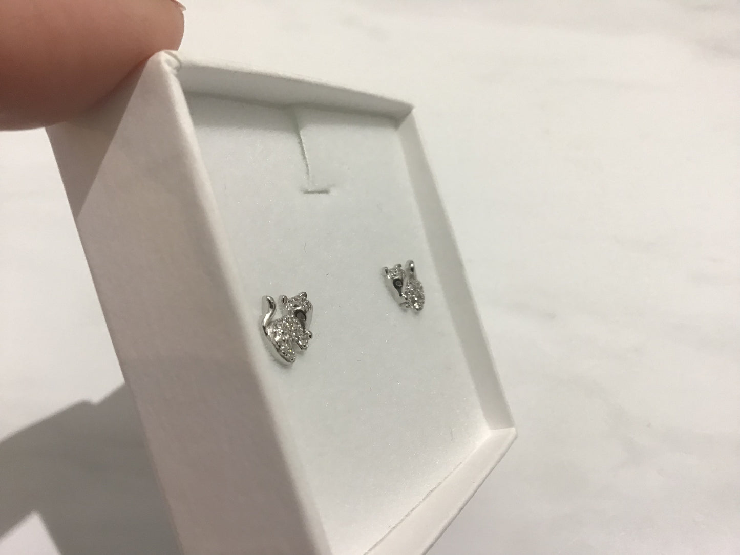 925 Sterling Silver Fox Stud, Sparkly Cubic Zirconia Earrings