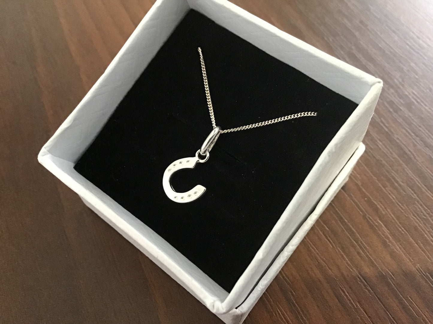 Genuine 925 Sterling Silver Small Lucky Horseshoe Pendant with 18” Silver Chain