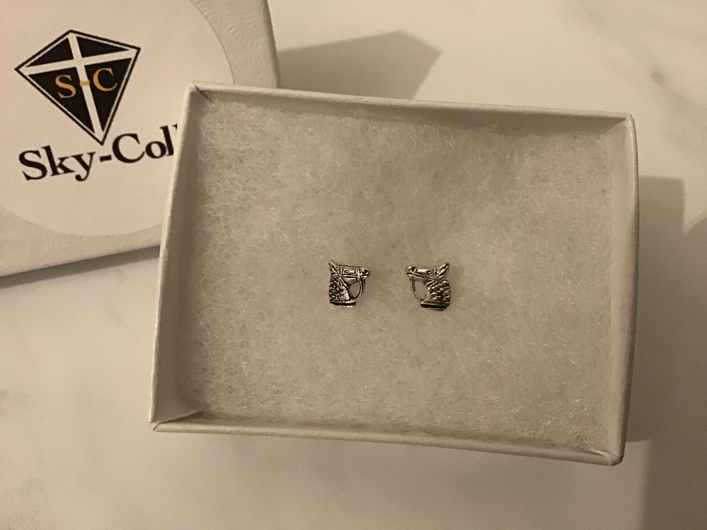 Genuine 925 Sterling Silver, Pair of Small Horse Stud Earrings