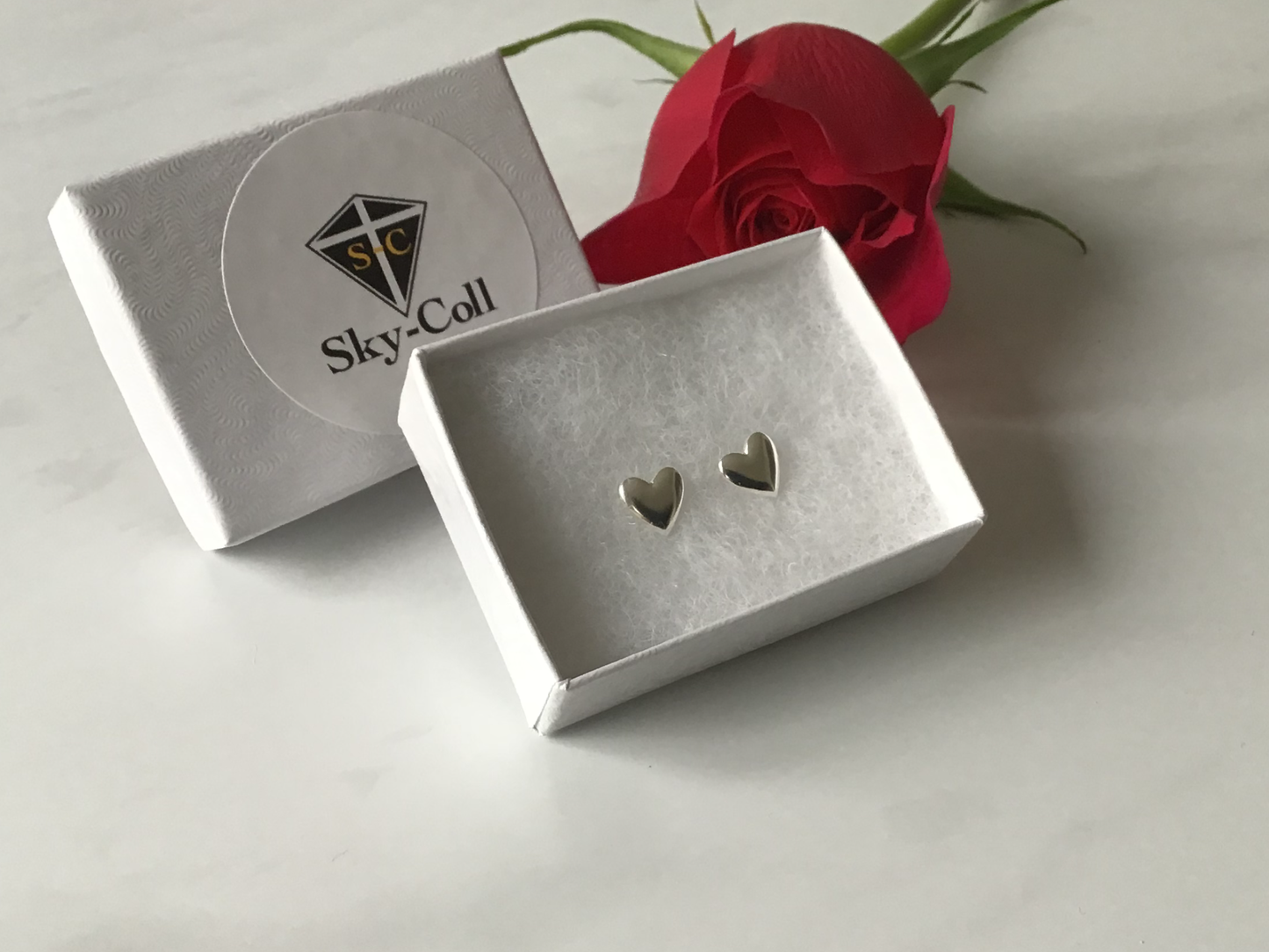 Genuine Sterling Silver 925 Heart Stud Earrings