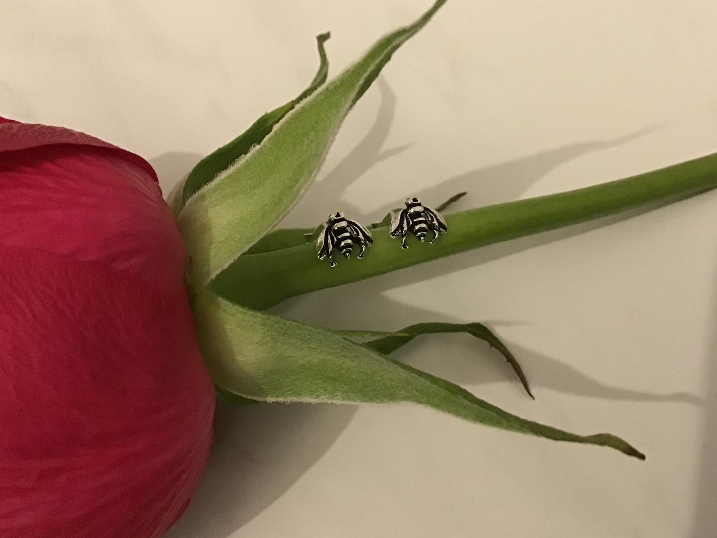 Genuine 925 Sterling silver Bee (insect) Ear Studs