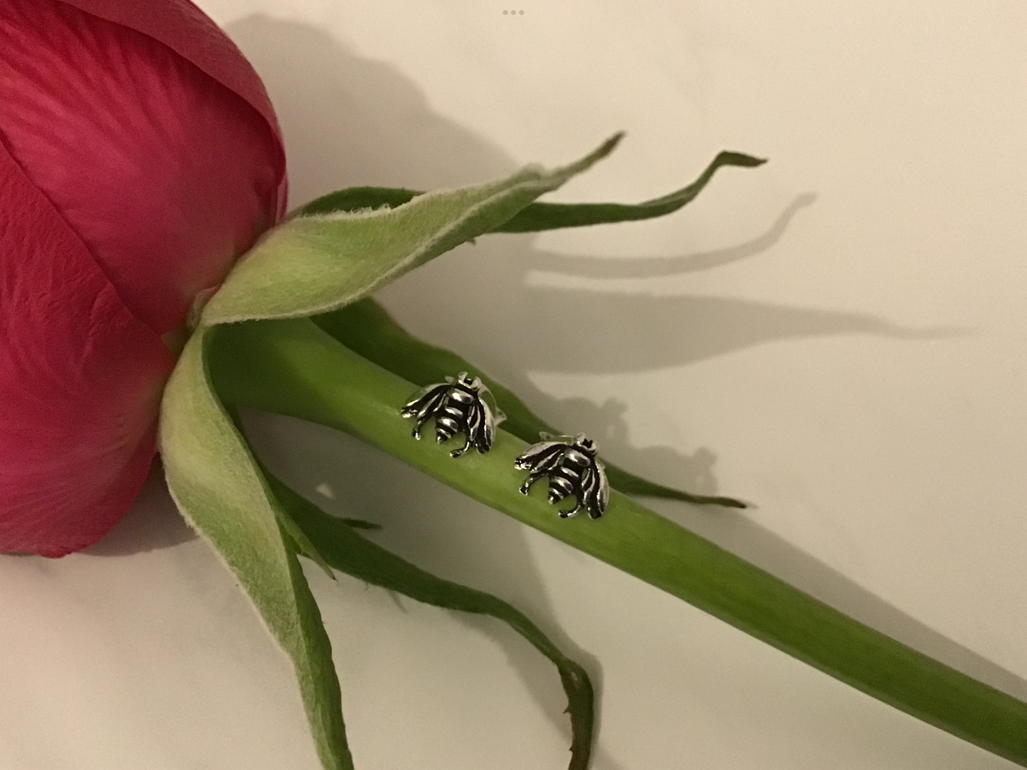Genuine 925 Sterling silver Bee (insect) Ear Studs