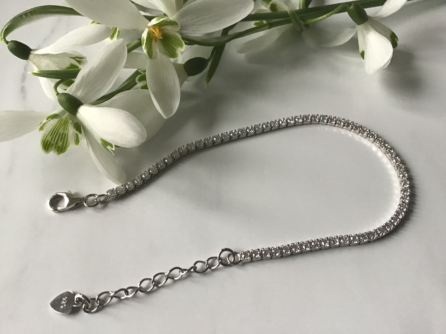 925 Sterling Silver Tennis Bracelet with Clear (CZ) Cubic Zirconia Stone.