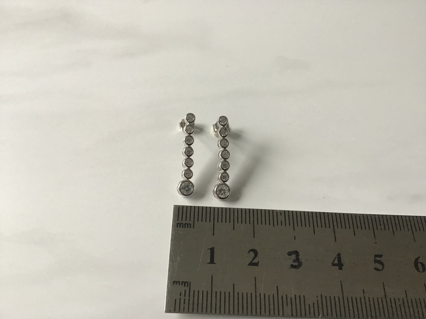 Genuine 925 Sparkly Drop Cubic Zirconia Stud Earrings