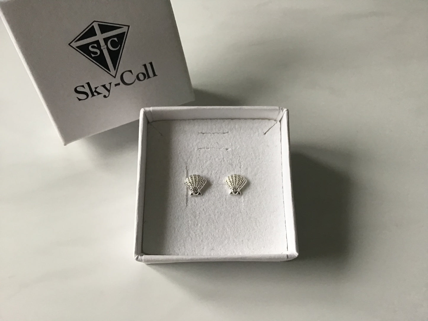 Genuine 925 Sterling Silver Small Shell Stud Earrings